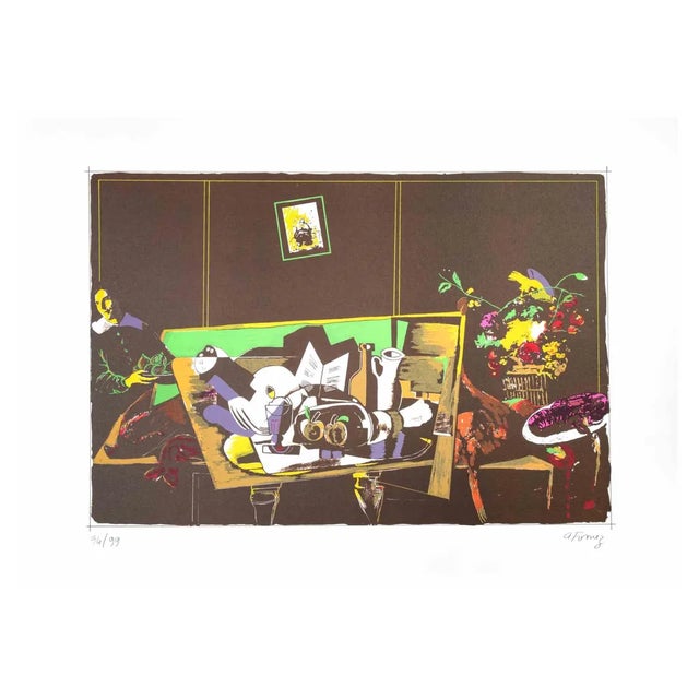 Antonio Fomez, Still Life, Offset and Lithograph, 1970s For Sale