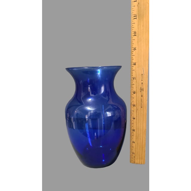 Modern Vintage Bohemian Cobalt Blue Glass Vase For Sale - Image 3 of 6