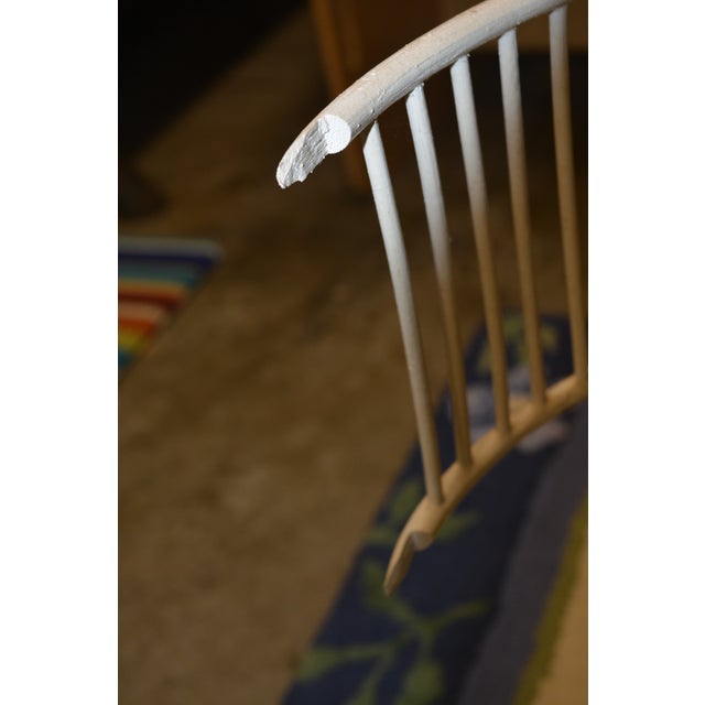 Vintage Tall White Fern Head Round Wicker Hanging Bird Cage W/ Single Door For Sale - Image 13 of 17