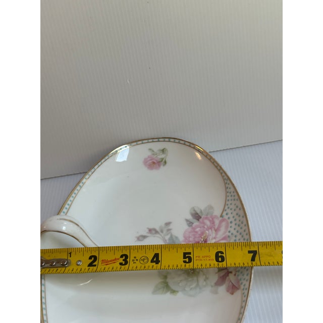 Antique Sign Pt Bavaria Germany Tirschenreuth Floral Hand Painted Serving Dish With Handle For Sale - Image 9 of 14
