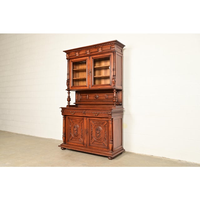 Renaissance Antique French Renaissance Carved Walnut Sideboard or Bar Cabinet, Circa 1890s For Sale - Image 3 of 18