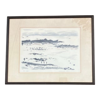 1970’s Original Jacques Deschamps Colored Etching “Maree Basse” Signed & Numbered Seascape For Sale