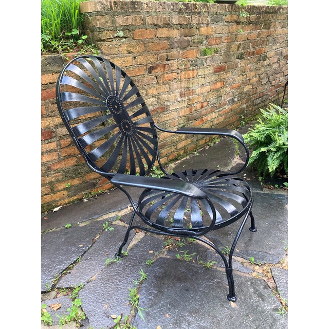recently sandblasted, primed and painted…. circa 1940. spring steel seats with iron frame. can work indoors or outside. no...