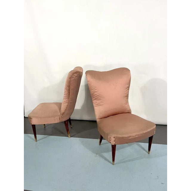 Wood Set of Vintage Italian Pink Club Armchairs, 1950s For Sale - Image 7 of 12