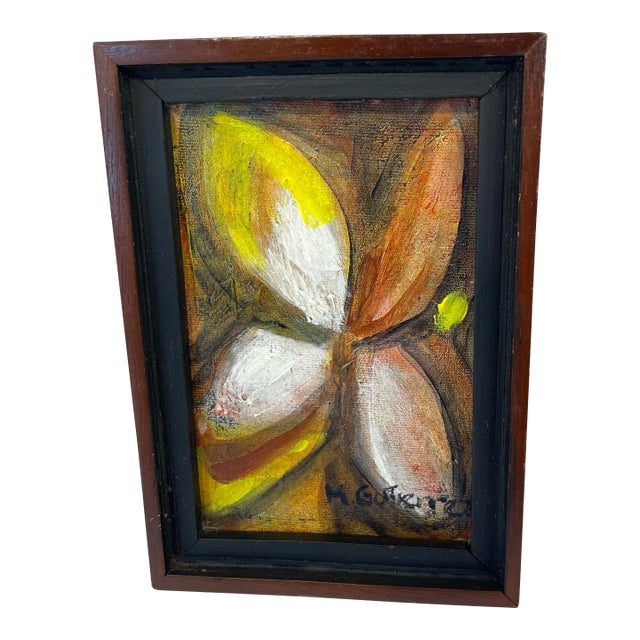 Signed Original Petite Floral Painting on Board For Sale