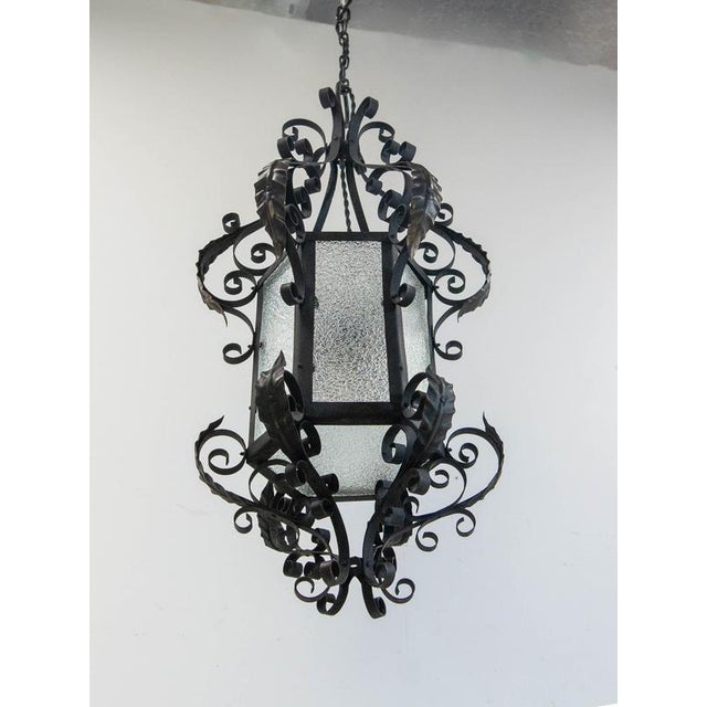 French Wrought Iron and Granita Glass Pendant, 1900s For Sale - Image 13 of 14