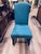 Cerulean Set of 8 Designmaster “Strasbourg” French Carved Dining Chairs in Peacock Blue For Sale - Image 8 of 9