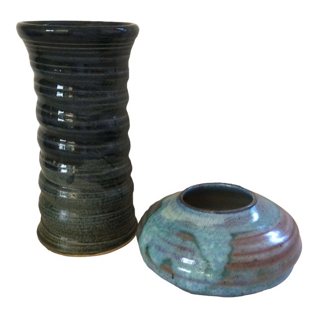 Vintage Studio Art Pottery Vases, a Pair For Sale