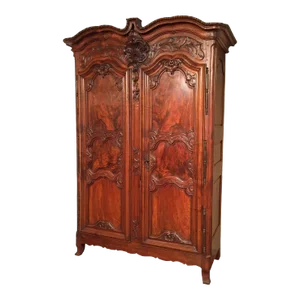 18th Century French Louis XV Carved Walnut Armoire From Lyon