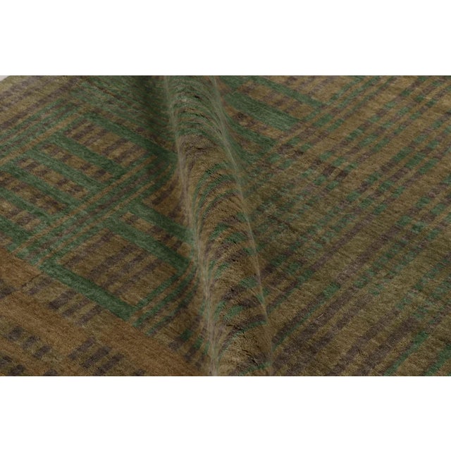Rug & Kilim's Scandinavian Style Plush Rug in Mohair With Muted Geometric Designs For Sale - Image 10 of 11