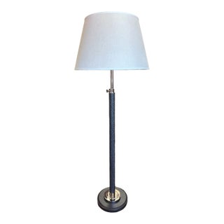 Ralph Lauren Braided Leather and Polished Nickel Floor Lamp For Sale