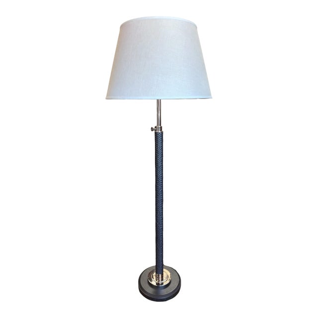 Ralph Lauren Braided Leather and Polished Nickel Floor Lamp For Sale
