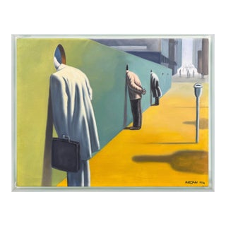 Mark Kostabi, See No Evil, Original Painting on Canvas, Hand Signed, 24x30 In. Framed, 1995 For Sale
