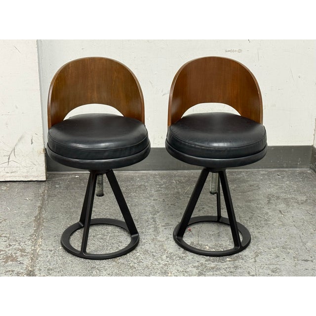 Circa 2013 Edward Barber + Jay Osgerby for Knoll Studio Piton With Back Adjustable Stools, Pair For Sale - Image 10 of 12