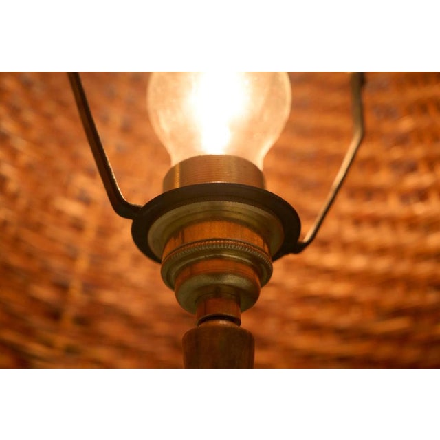 Art Deco Floor Lamp in Patinated Brass with Rattan Shade, 1940s For Sale - Image 11 of 12