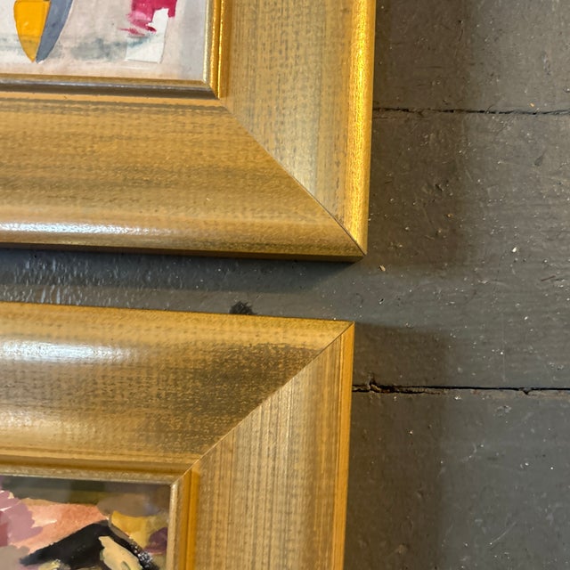 1950’s Two Original Abstract Expressionist Watercolor Paintings - Set of Two For Sale - Image 4 of 5