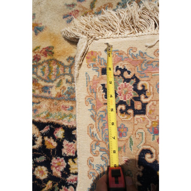 Beige Vintage French Aubusson Hand Knotted Beige & Blue Wool Area Rug 5' X 8.5' For Sale - Image 8 of 12