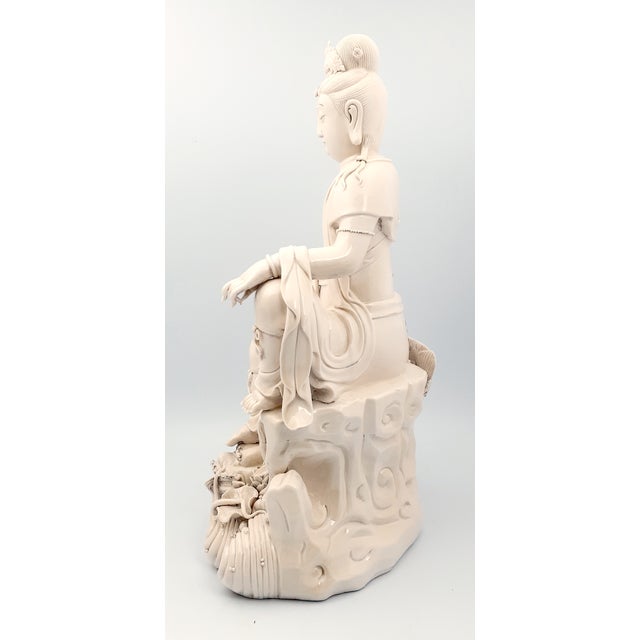 Chinese Chinese DeHua Porcelain Seated Kuan Yin and Dragon Transfiguration For Sale - Image 3 of 12