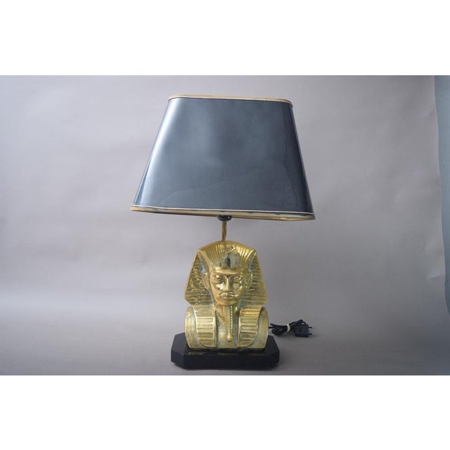 Black Vintage Regency Style Pharaoh Tutankhamun Lamp in Brass For Sale - Image 8 of 11