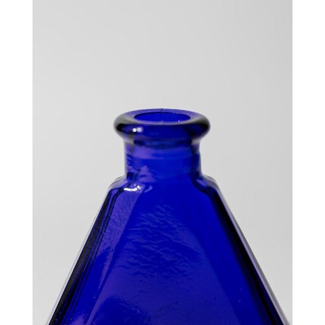Vintage Italian Triangular Royal Blue Murano Glass Decanter, 1960s For Sale - Image 9 of 13