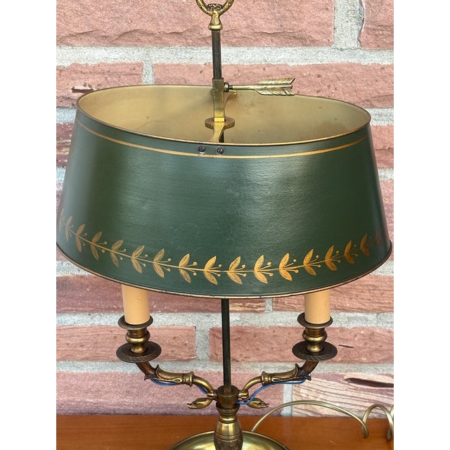 Antique French Bouilette Brass Metal Shade Table Lamp, 1930s For Sale - Image 13 of 14
