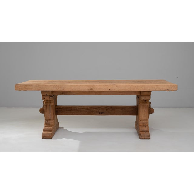 French Provincial 20th Century French Oak Trestle Dining Table For Sale - Image 3 of 18