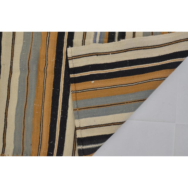 1960s Striped Deign Organic Wool Modern Kilim For Sale - Image 10 of 11