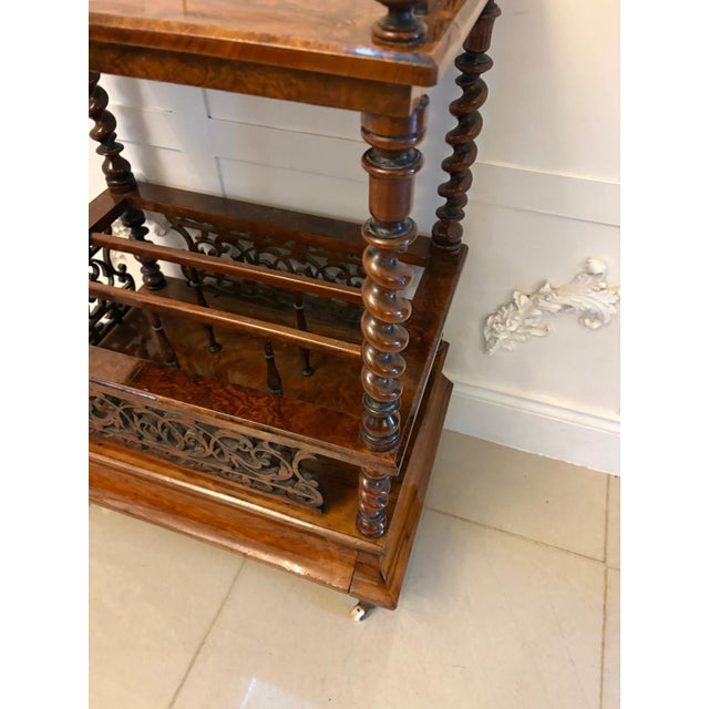 Antique Victorian Burr Walnut Canterbury Magazine Rack, 1860 For Sale - Image 12 of 13