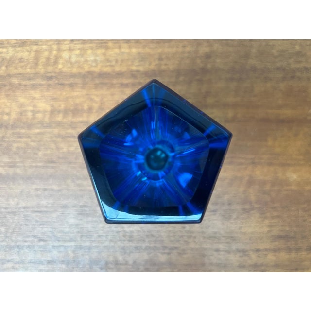 Vintage Blue Art Glass Block Vase, 1970s For Sale - Image 16 of 18
