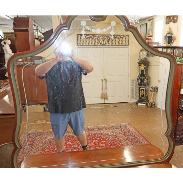 French Louis XV Style Walnut Inlaid Acid Etched Vanity Circa 1920's For Sale - Image 4 of 16