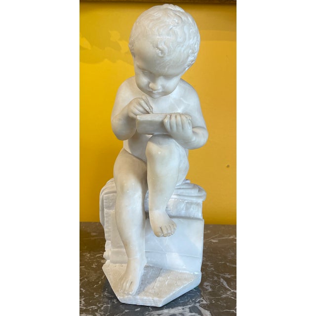 White Antique Italian Marble Sculpture of a Child in the Style of Canova For Sale - Image 8 of 11