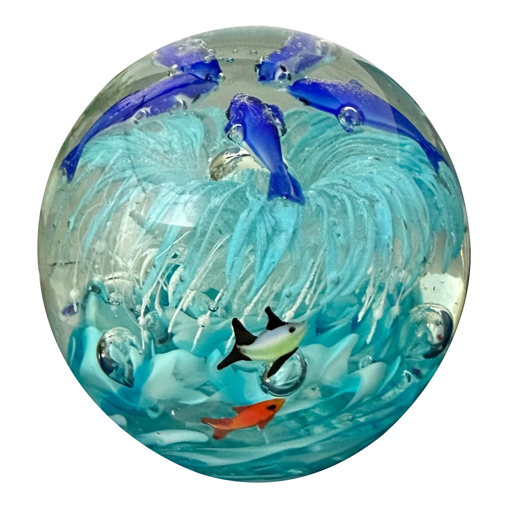Late 20th Century Murano Style Art Bubble Fish / Dolphin