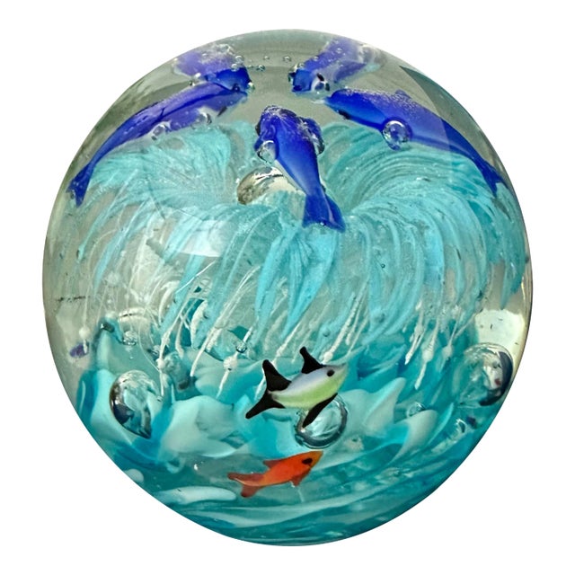Late 20th Century Murano Style Art Bubble Fish / Dolphin
