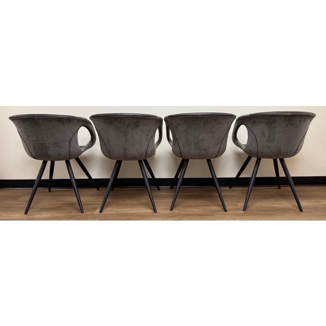2022, Scan Design, Orion Dining Chair (Set of Four), Alu Grey Velvet & Vintage Grey Eco-Pele For Sale In Jacksonville, FL - Image 6 of 11