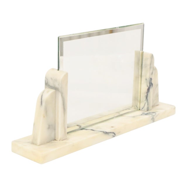 Large Art Deco Photo Frame in Marble and Glass with Mirrored Border, 1930s For Sale - Image 13 of 18