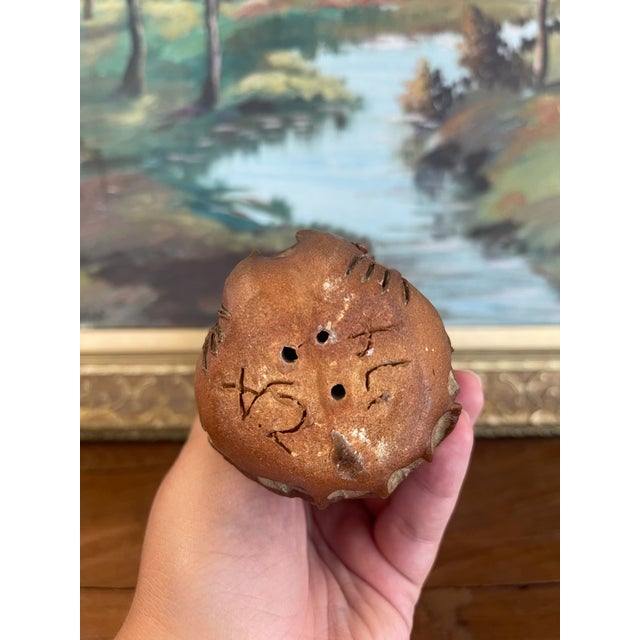 Ceramic Mid-Century Handcrafted Studio Pottery Owl Sculpture With Textured Glaze For Sale - Image 7 of 11