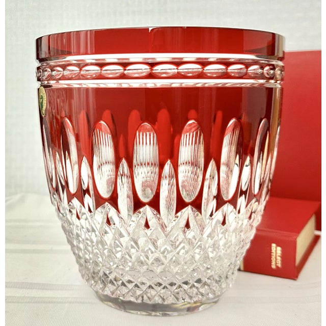 Late 20th Century Waterford Clarendon Ruby Red Cut Crystal Ice Bucket For Sale - Image 9 of 11