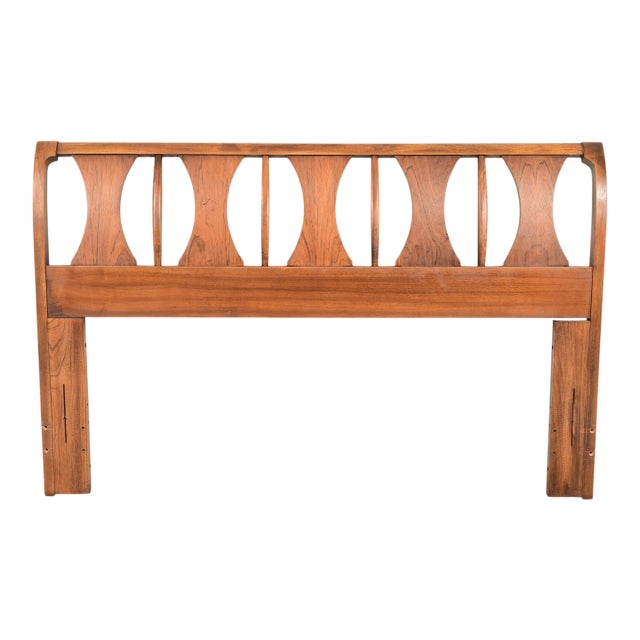 Kent Coffey Perspecta Mid-Century Modern Sculpted Walnut and Rosewood Queen Size Headboard, 1960s For Sale