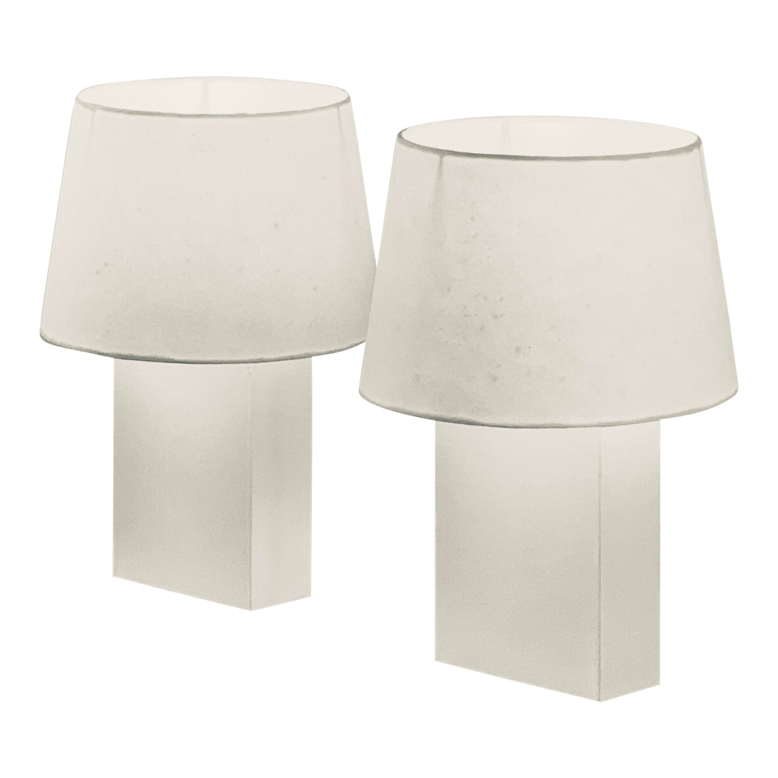 Bloc Parchment Lamps With Parchment Paper Shades By Design Freres A Pair Chairish