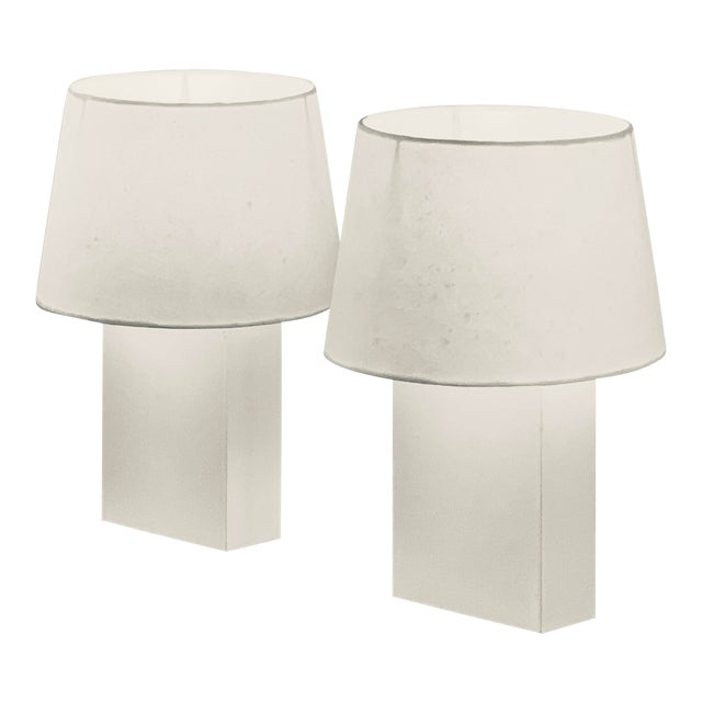 Bloc' Parchment Lamps With Parchment Paper Shades by Design Frères - a Pair For Sale