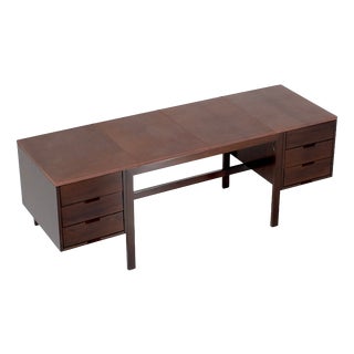 Canaan Desk in Wood and Leather by Marcel Breuer for Gavina, Italy, 1950s For Sale