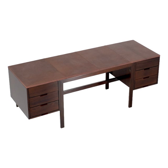Canaan Desk in Wood and Leather by Marcel Breuer for Gavina, Italy, 1950s For Sale
