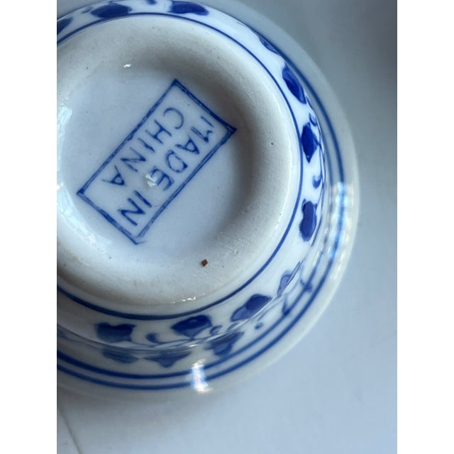 1980s Chinoiserie Blue and White Tea Light Candle Holders For Sale - Image 5 of 5