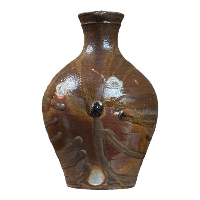 Vintage Japanese Anagama-Fired Tokkuri Vessel (Sake Bottle) For Sale