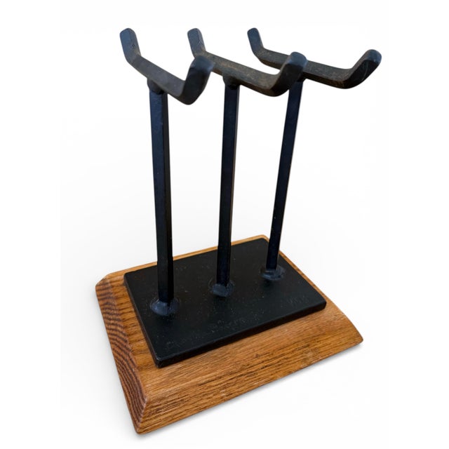 Wood Signed Charles Ringer Kinetic Dual Trout / Salmon Cut Steel Brutalist Fish Sculpture Wood Base 1994 For Sale - Image 7 of 12