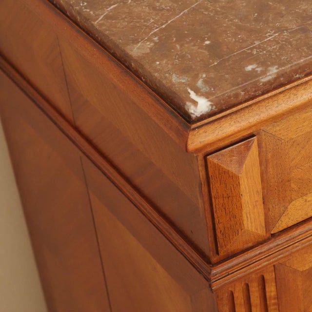 Brown Louis XVI Chest of Drawers in Walnut with Marble Top, 1880s For Sale - Image 8 of 18