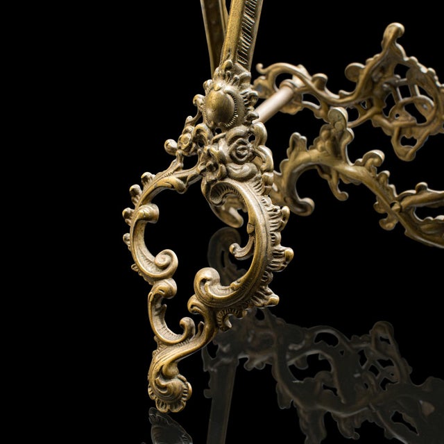 Tall Vintage Picture Easel, English, Gilt Metal, Rococo Revival, Artwork Stand For Sale - Image 11 of 12