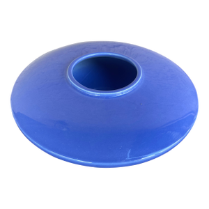 Mid Century 1970's Cobalt Blue Glossy Ceramic Flying Saucer Ikebana Vase - Rare