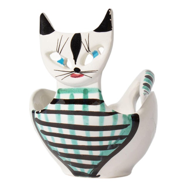 Italian Ceramic Cat Bowl by Bitossi For Sale