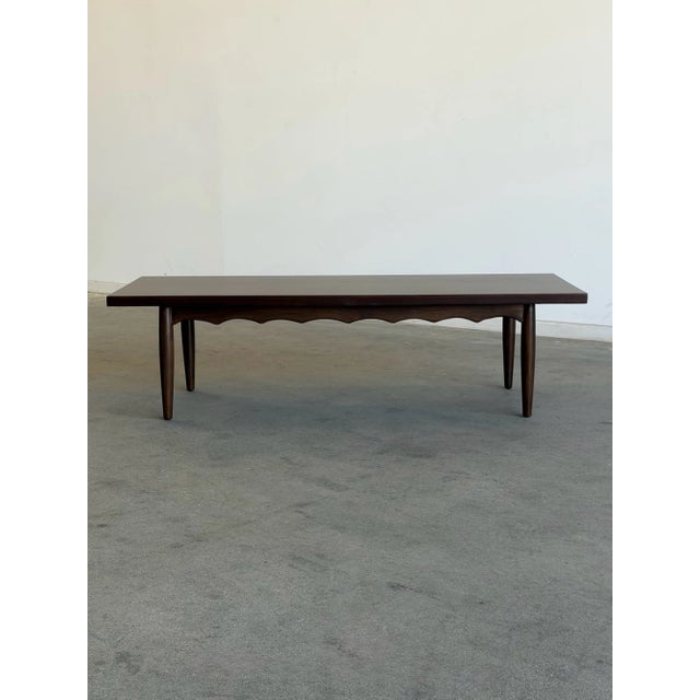 Wood Vintage Coffee Table With Scalloped Apron For Sale - Image 7 of 8